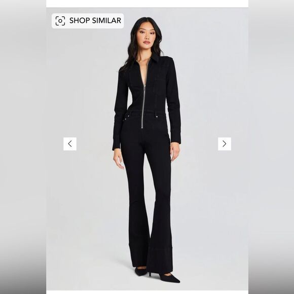 SER.O.YA Dee Dee Black denim Flares Jumpsuit bell bottom stretch zip NWT XL - Picture 5 of 12